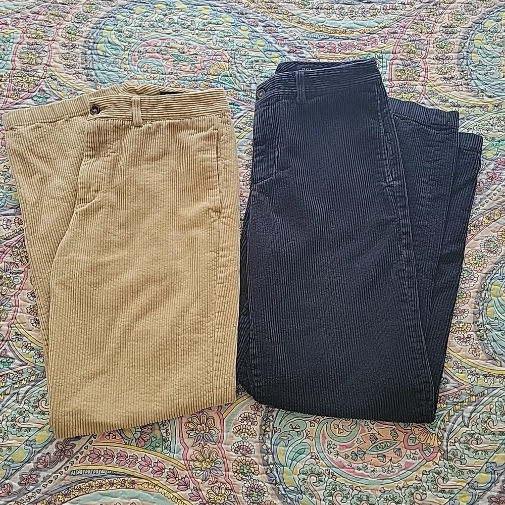 Polo Ralph Lauren Blue Tan Corduroy Pants Boys Size 18 Lot Of 2 Preppy 2 Pairs